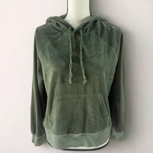 J.Crew Velour Pullover Soft Hoodie Size S -  Dark Sage Green - EUC - Picture 1 of 4